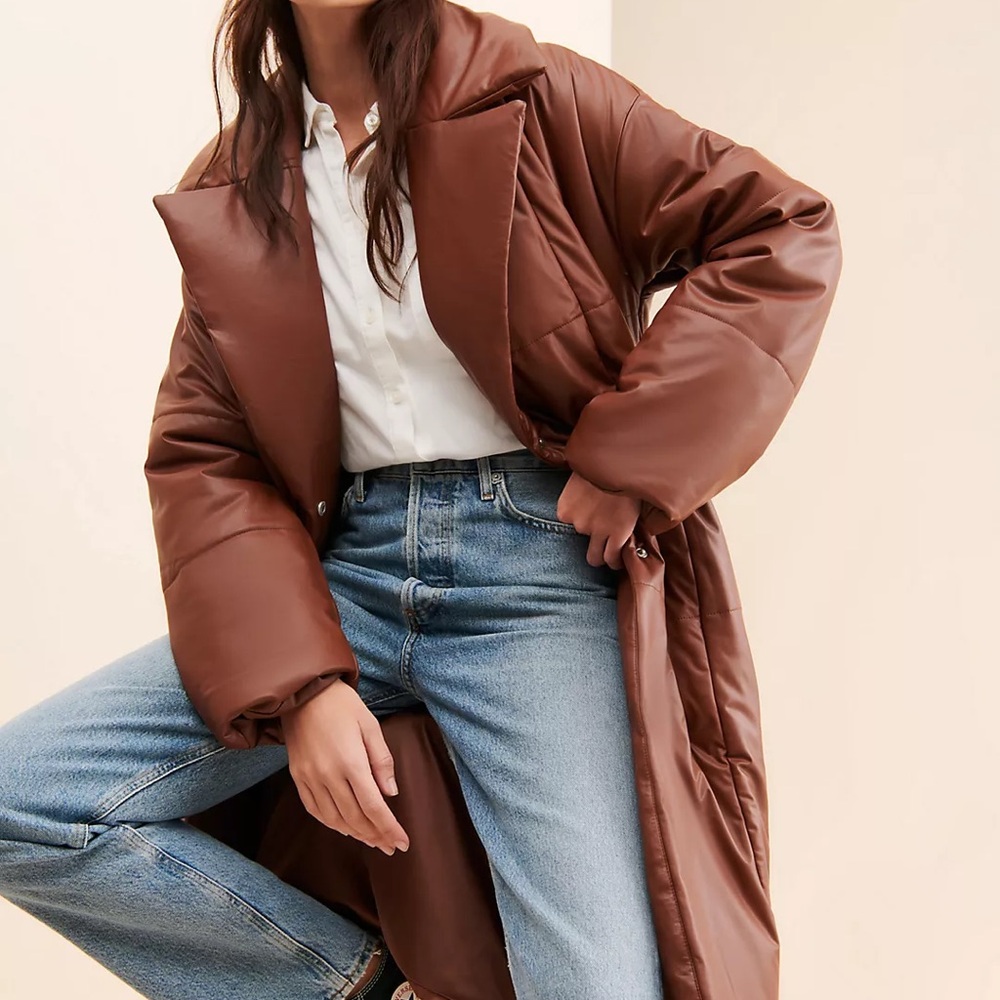 Avec Les Filles vegan leather Blanket coat.